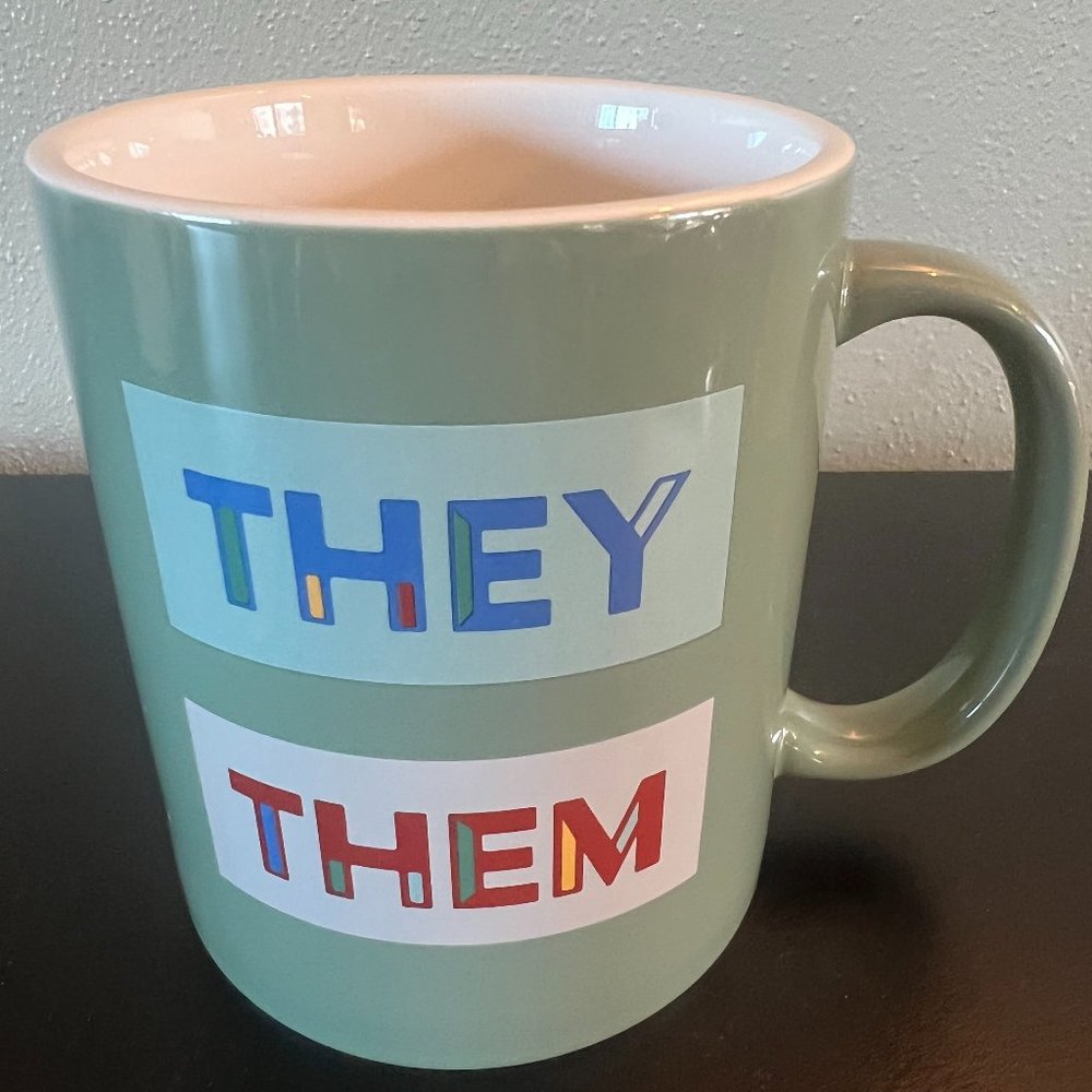 Room Essentials PRONOUNS THEY THEM Porcelain Coffee Tea Cup Mug